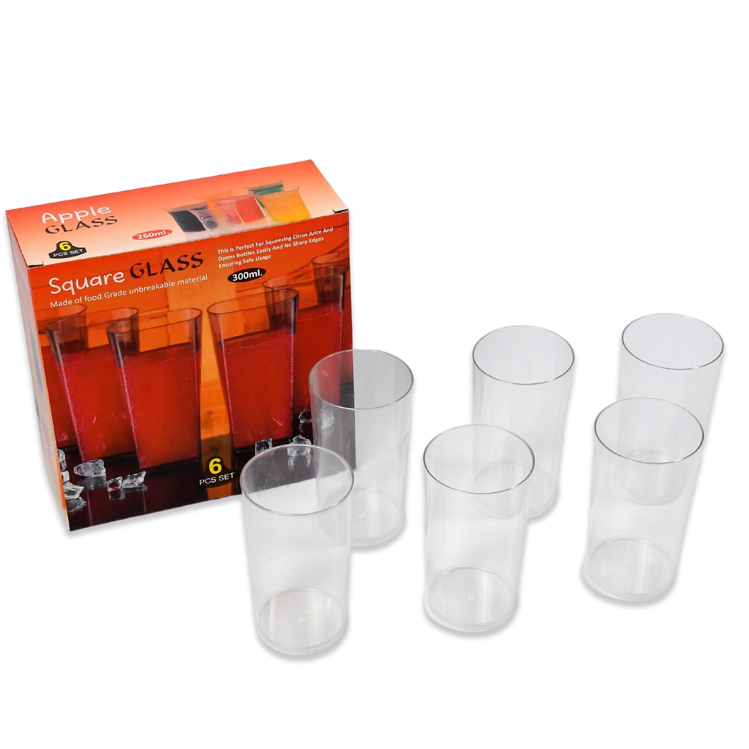 7143 Round Clear Plastic Water Glass Juice Beer Wine Plastic Unbreakable Transparent Glass Set ( 300ml 6pc ) DeoDap 7143 Round Clear Plastic Water Glass Juice Beer Wine Plastic Unbreakable Transparent Glass Set ( 300ml 6pc ) DeoDap